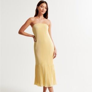 Abercrombie & Fitch Giselle Pleat Release Midi Dress Yellow